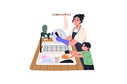 Tired housewife cleaning, cooking, a Person Illustration by PaperTrident (Thumbnail 6 of 7)