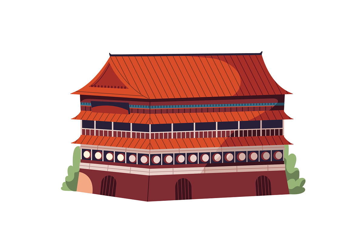 Chinese buildings set + banner, a Decorative Illustration by PaperTrident (Photo 2 of 12)