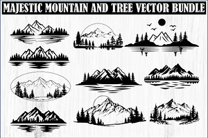 Majestic Mountain and Tree Vector, a Graphic by hafijul