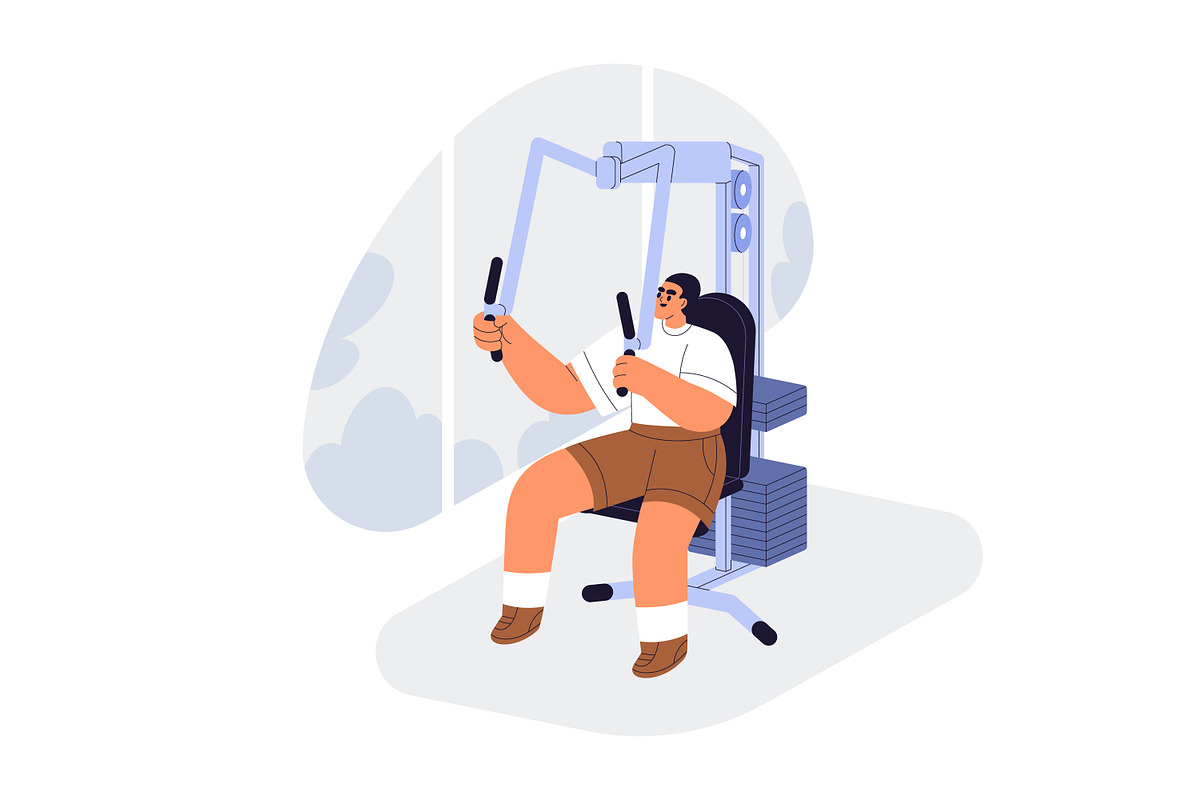 People do sport exercises in gym set, a Sport Illustration by Good Studio (Photo 13 of 15)