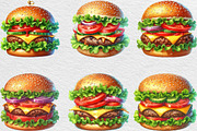 Summer Classic Burger Clipart, an Illustration by Black Bird Studio (Thumbnail 6 of 6)