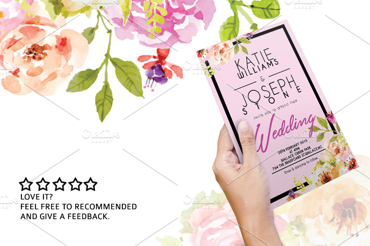 Floral Wedding Invitation, an Invitation Template by Tiaga (Photo 3 of 3)