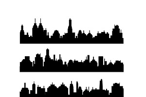 Set Of Different City Silhouettes