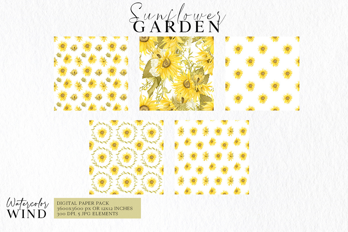 Watercolor Sunflowers Clipart, an Illustration by Ksenia Shmakova (Photo 7 of 12)