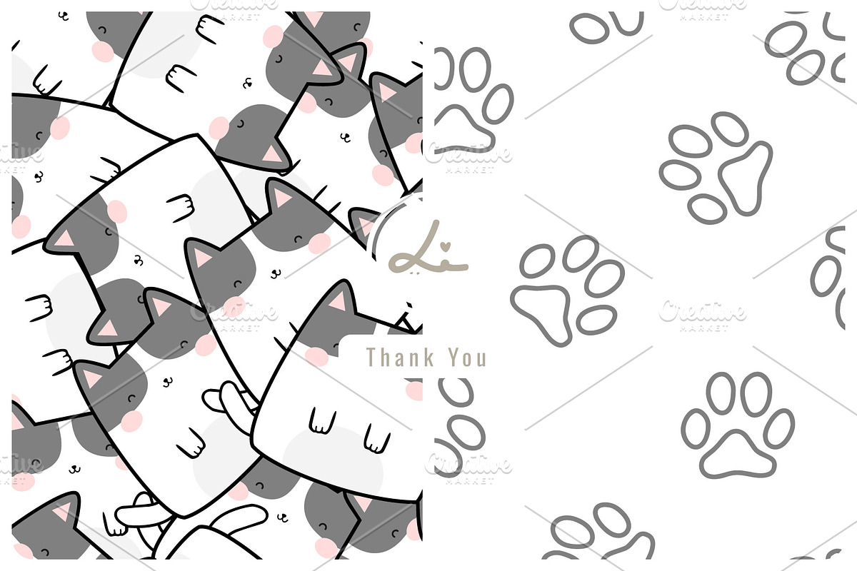 Seamless Pattern Kawaii Cute Cats, a Pattern Graphic by lindoet23 (Photo 1 of 3)
