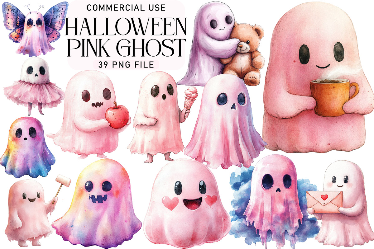 Halloween Pink Ghost, an Illustration by Daily.Designs (Photo 1 of 3)
