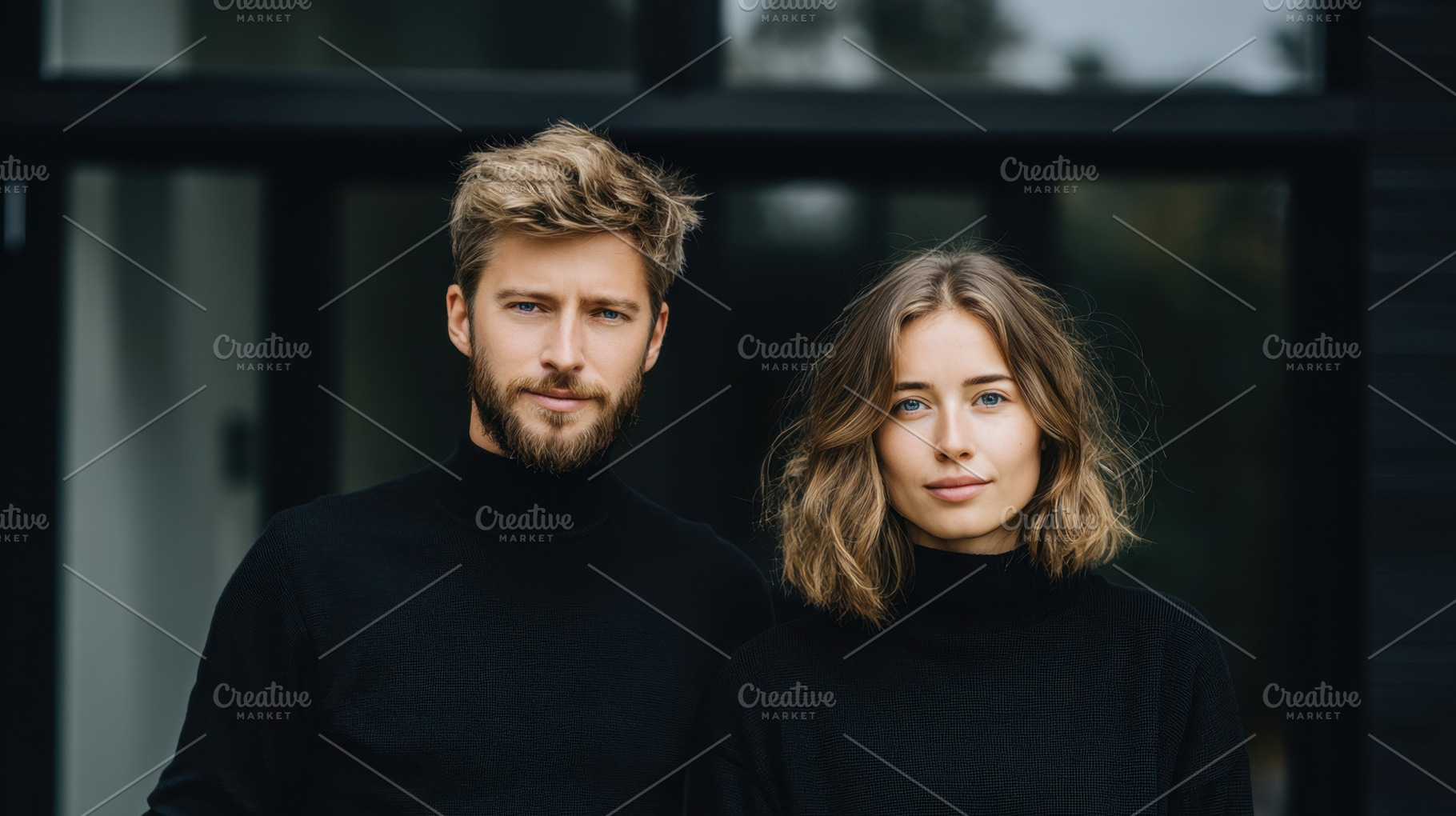 Stylish couple poses outside, a Photo by Beautiful things