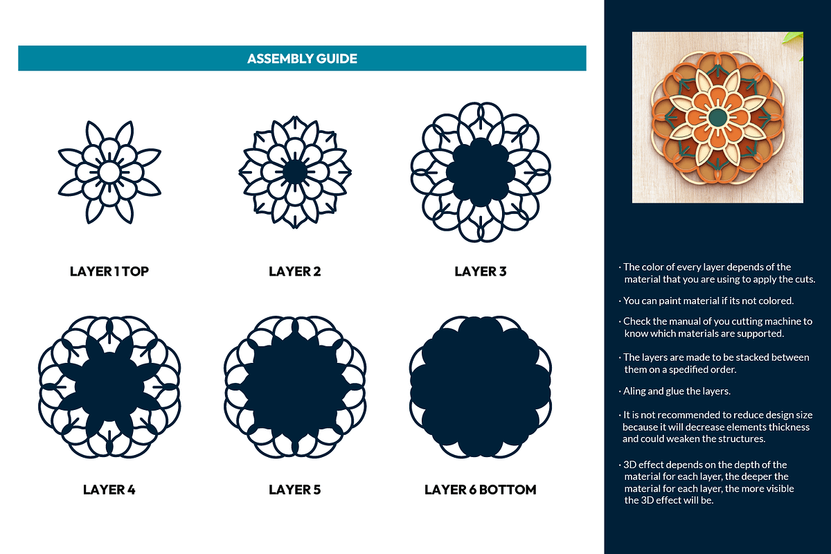 3D Poppy Flower Mandala - SVG Cut Fi, an Object Graphic by Arshad Ali (Photo 2 of 8)