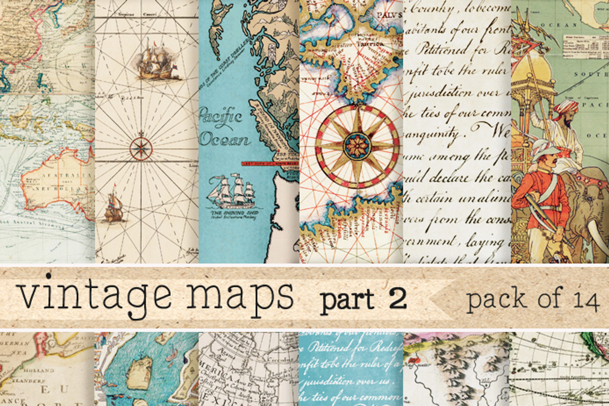 Vintage Maps Digital Paper, a Pattern Graphic by ZephyrDigital (Photo 1 of 2)
