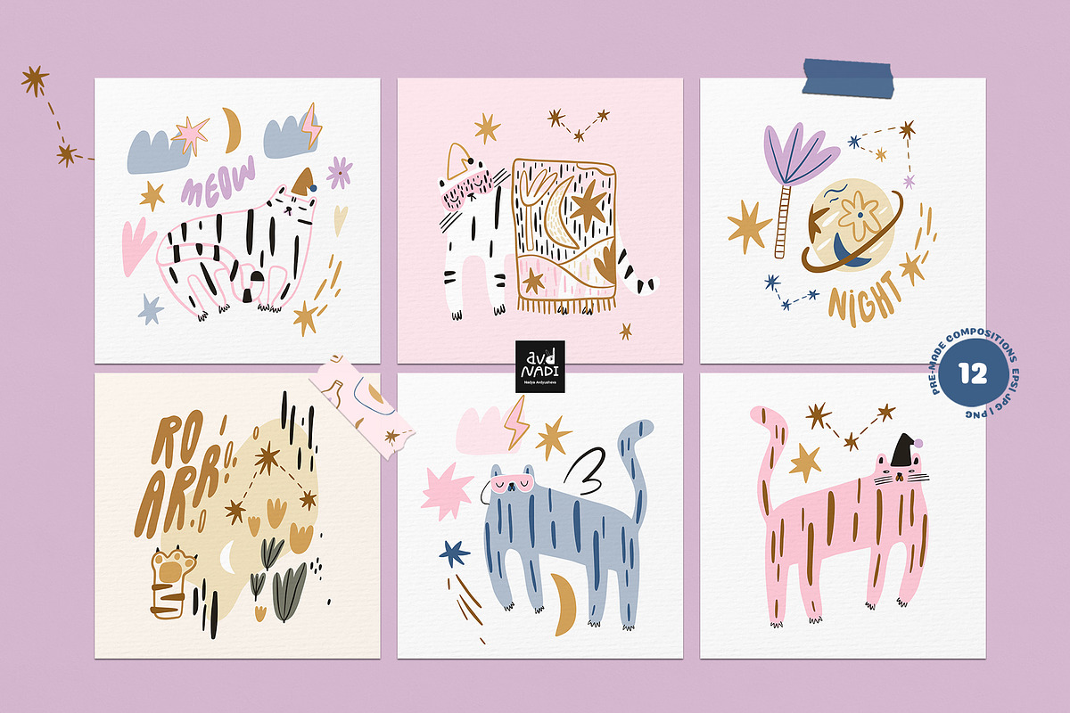 Tigers dreams - graphic collection, an Animal Illustration by avdnadi (Photo 9 of 10)