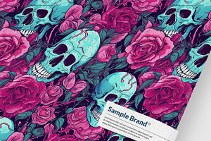 PINK ROSES & SKULLS Seamless Pattern