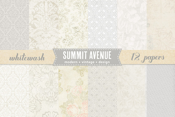 Vintage Whitewash Digital Papers preview 3