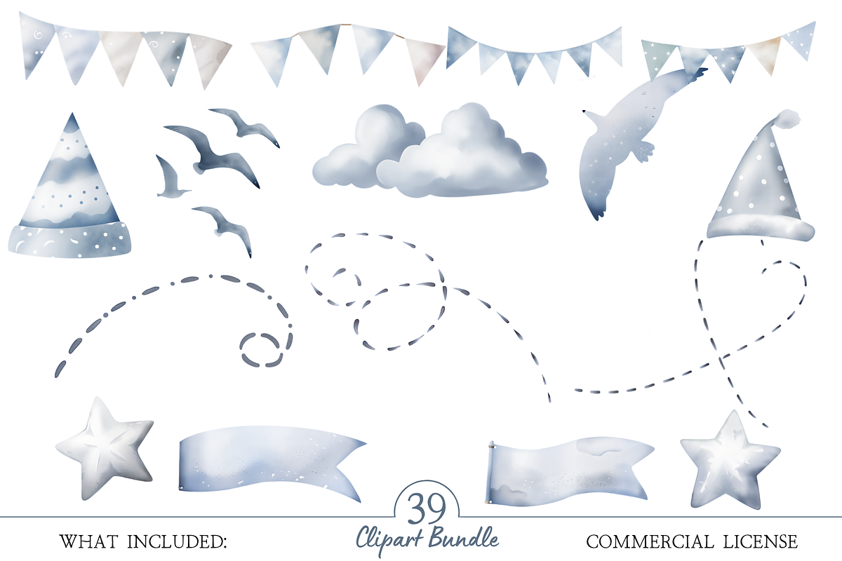 Watercolor Air Transport Clipart, an Illustration by MockupWizard (Photo 3 of 5)