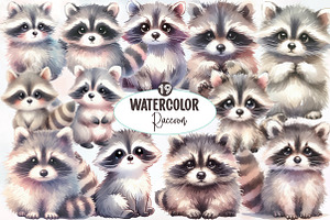 Watercolor Raccoon clipart, an Illustration by Designworld