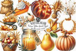 Watercolor Autumn Golden Harvest PNG, an Illustration by Designking