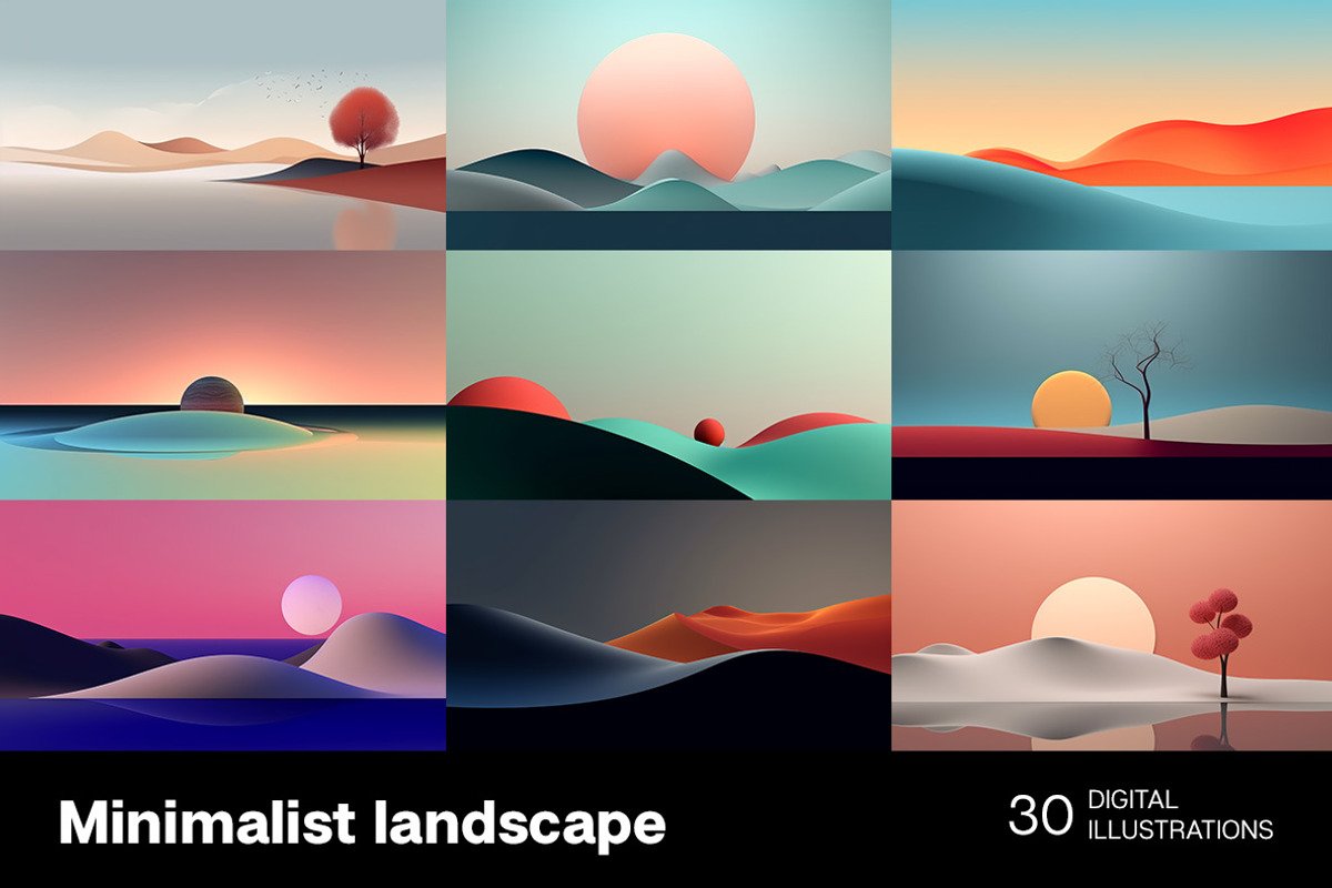 Minimalist landscape backgrounds, a Background Graphic by Handmadefont