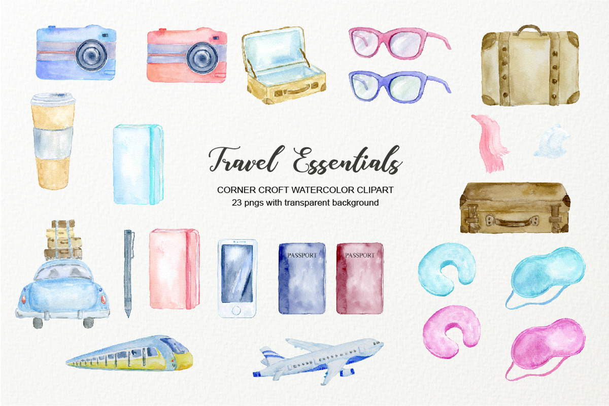 Watercolor Travel Essentials, an Illustration by Corner Croft (Photo 2 of 3)