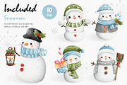 Christmas snowman clipart, an Animal Illustration by Chonnieartwork (Thumbnail 2 of 7)