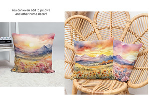 Watercolor Mountain Landscapes Set 2