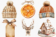 Watercolor Neutral Christmas Clipart, an Illustration by Canvas Craft (Thumbnail 3 of 8)