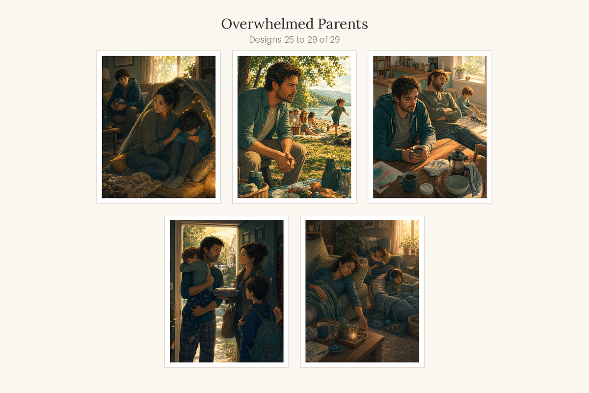 Overwhelmed Parents, Set of 29, a Person Illustration by LanternkinStudio (Photo 10 of 14)