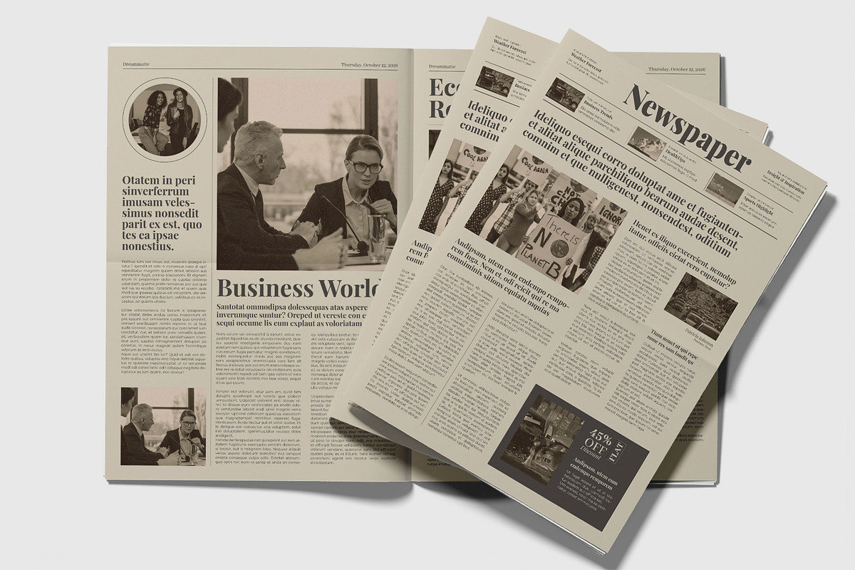 Vintage old Style Newspaper, a Magazine Template by MightyDesign (Photo 2 of 8)