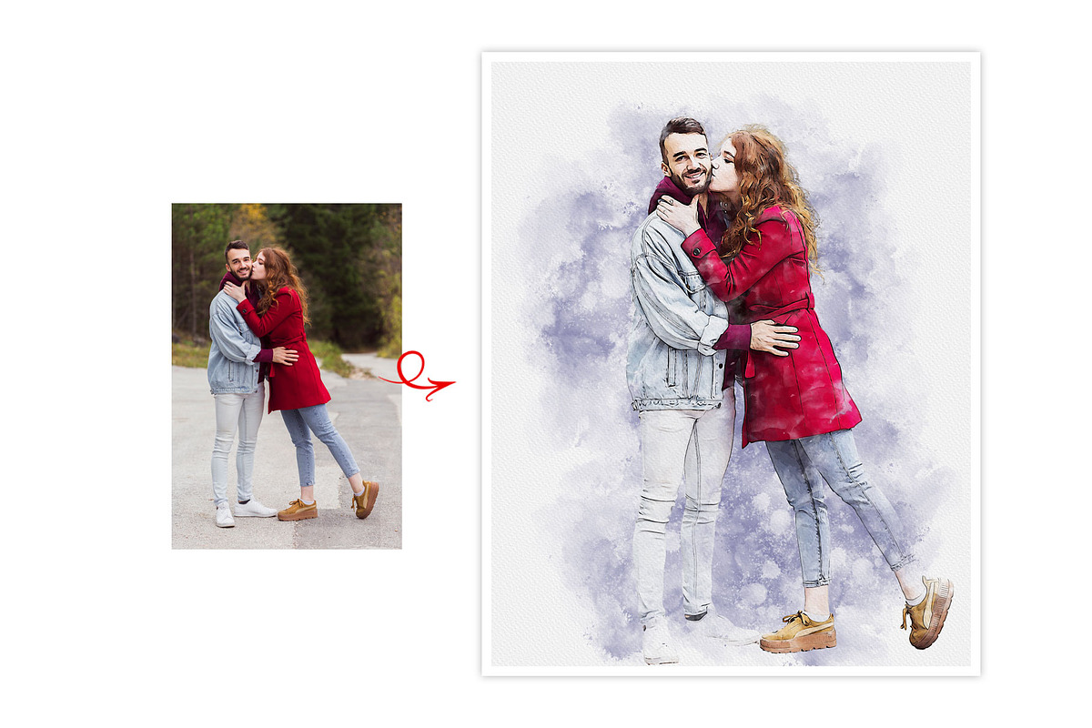 Watercolors Couple's Dreamy Painting, an Action Add-On by MRI STUDIO (Photo 10 of 26)