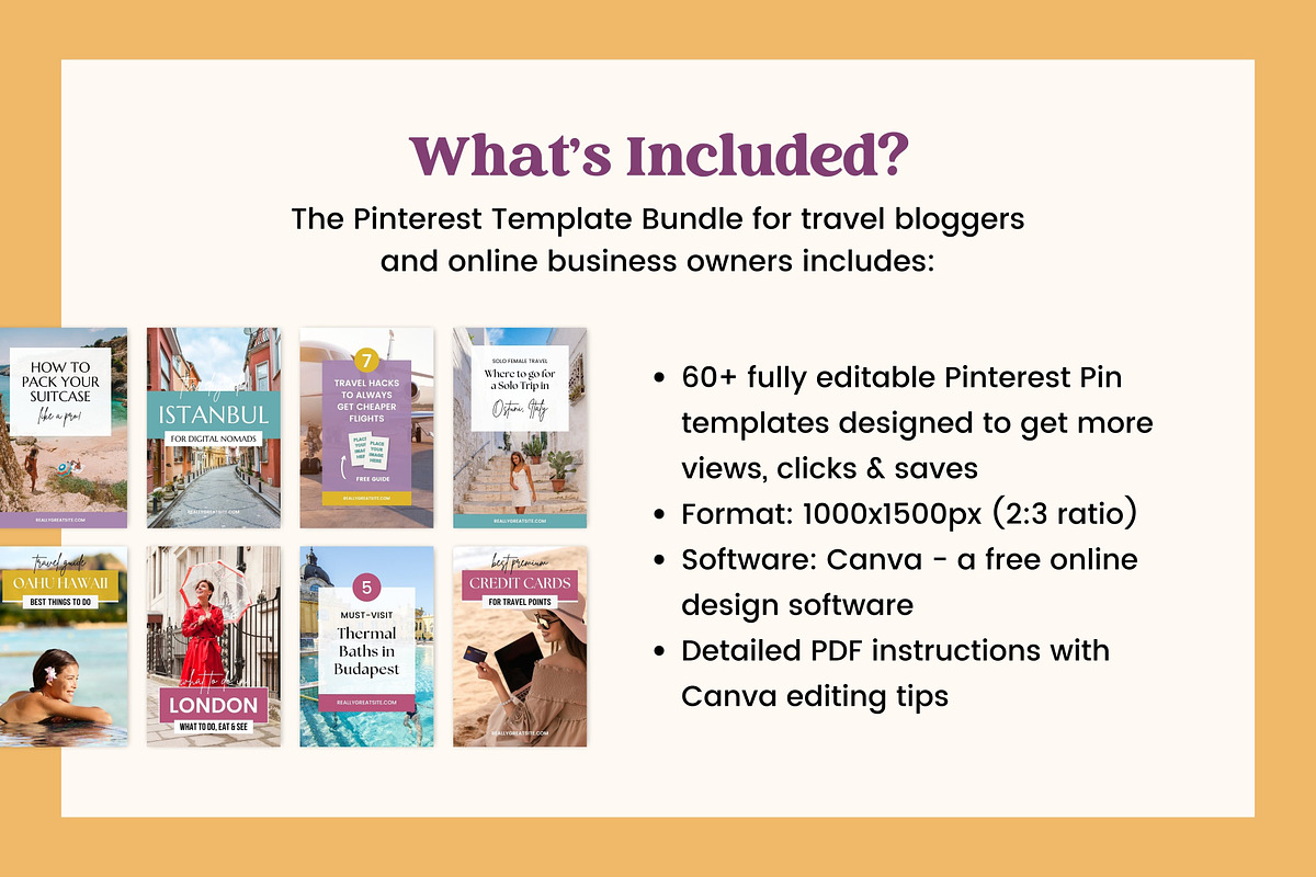 Pinterest Travel Templates Canva, a Social Media Template by Fallon Gerst (Photo 5 of 7)