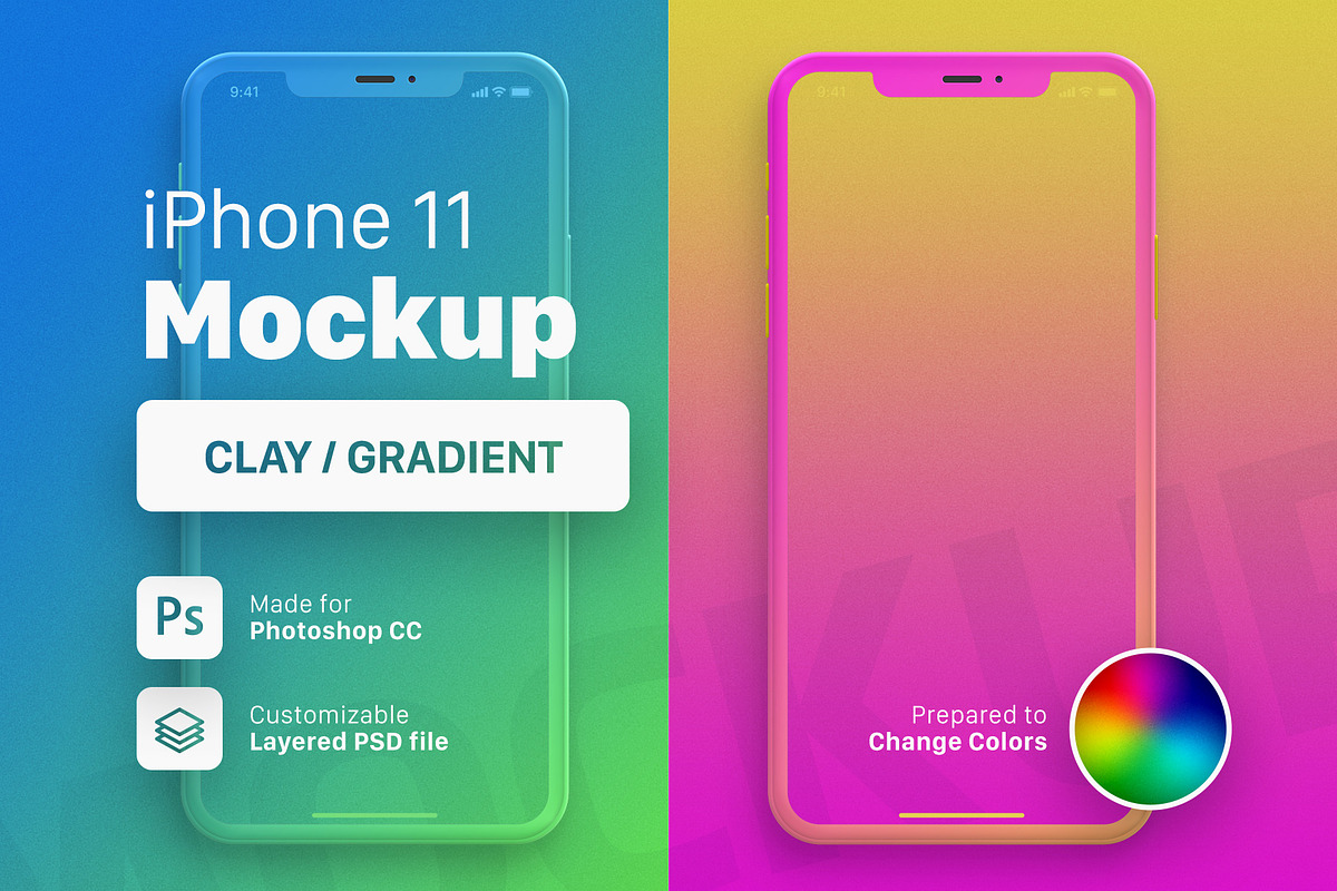 iPhone 11 Mockup - Color Gradient, an iPhone Mockup by FEINGOLD (Photo 3 of 3)