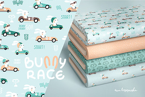 Bunny Race - Vector Pattern & Prints