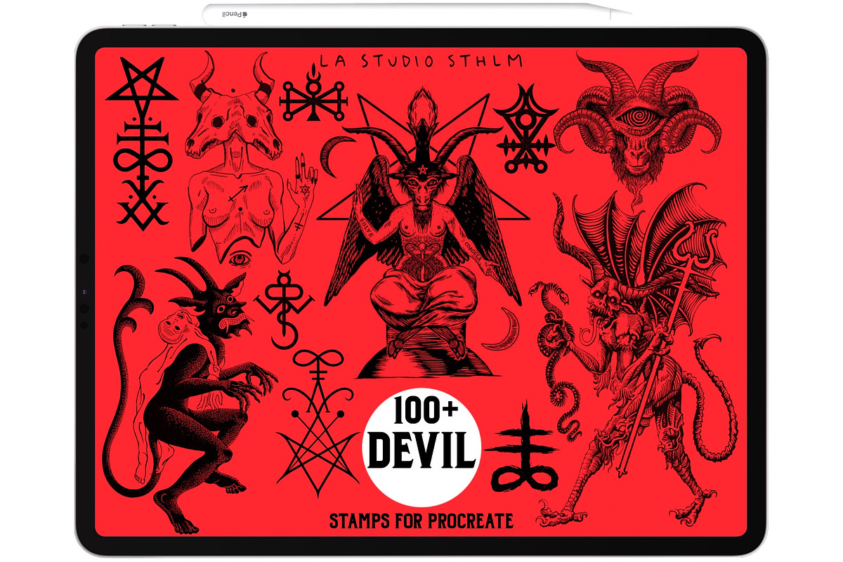 Devil - Procreate Tattoo Stamp Set, a Brush Add-On by LA Studio Sthlm (Photo 1 of 7)