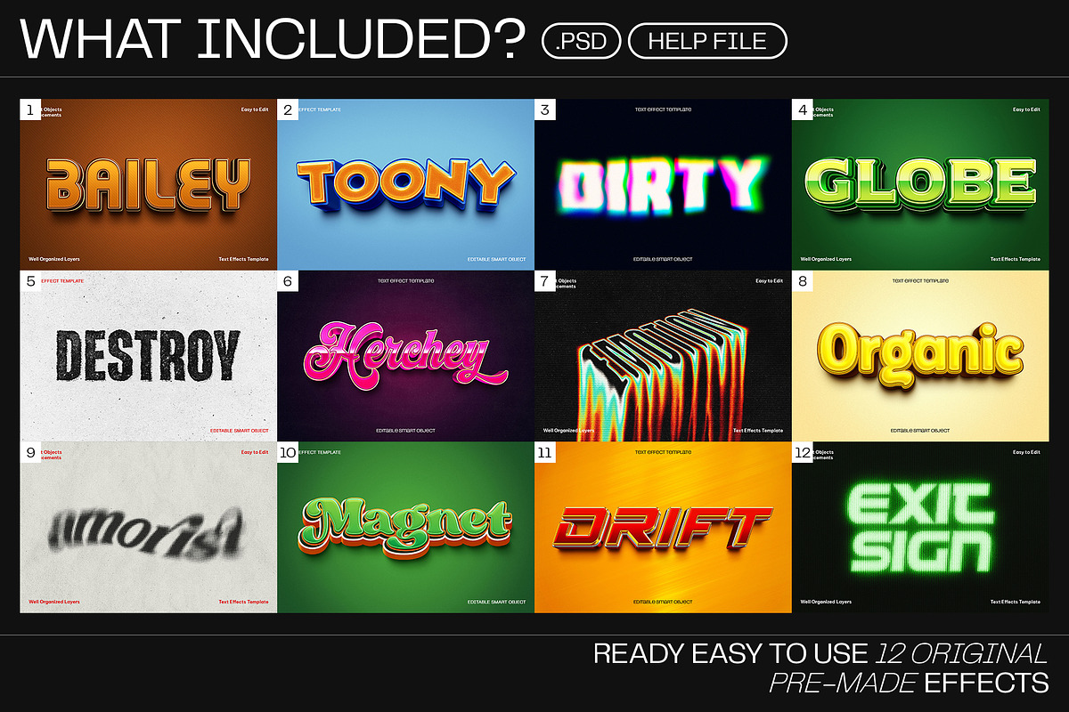 12 Text Effect Templates, a Layer Style Add-On by iDoodle Studio (Photo 2 of 6)