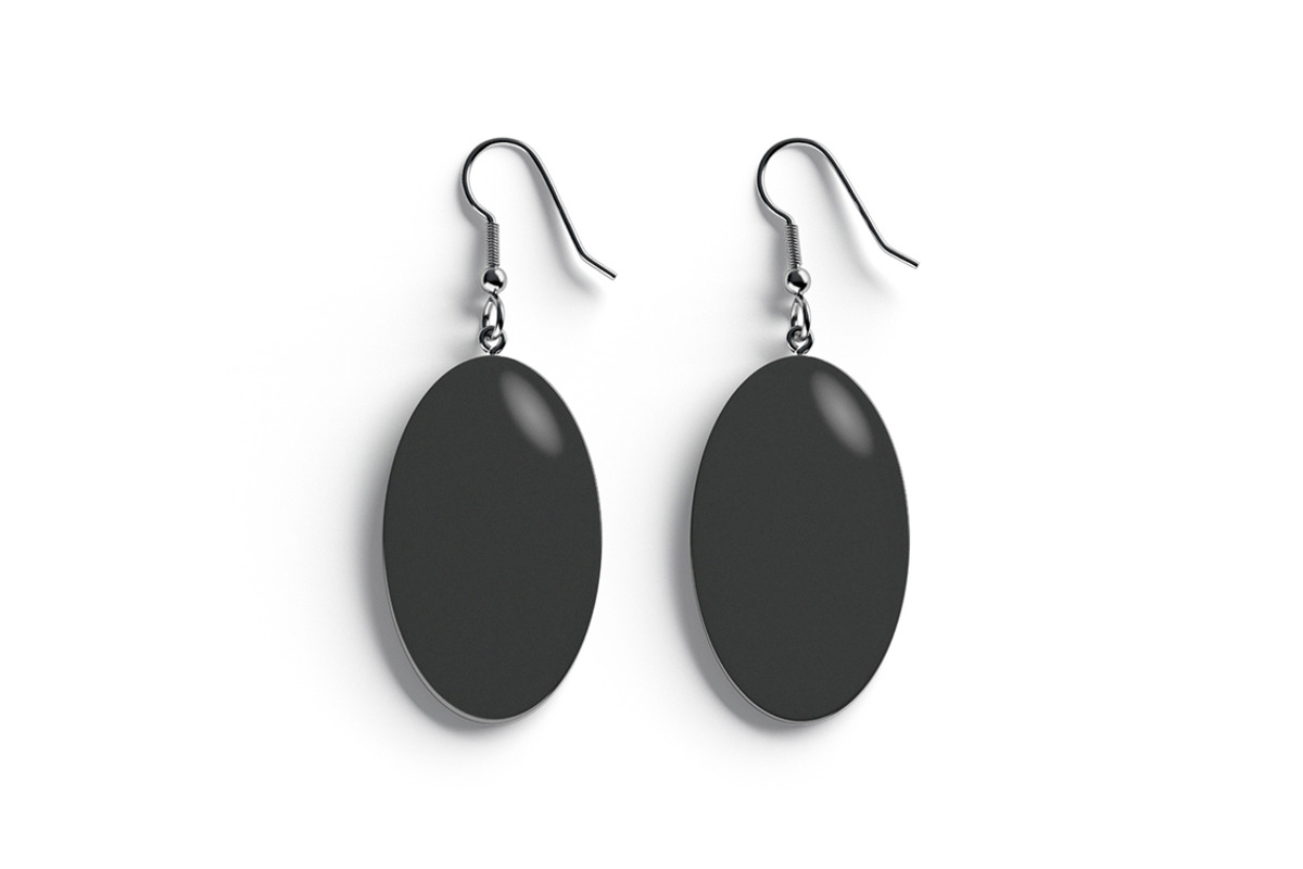 Black Oval Earring Jewelry 3D Model, an Object 3D Model by rebrandy (Photo 1 of 9)