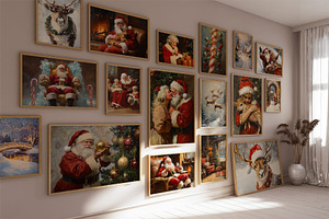 Vintage Christmas Wall Art Set, an Illustration by PrintablesByFranklyn