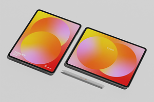 Two Tablets With Digital Pen Mockup