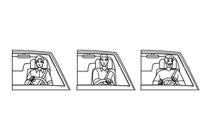 drive driving car man vector, a Person Illustration by pikepicture