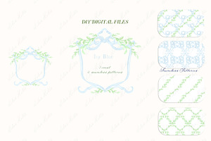 Ivy Light Blue Watercolor Crest