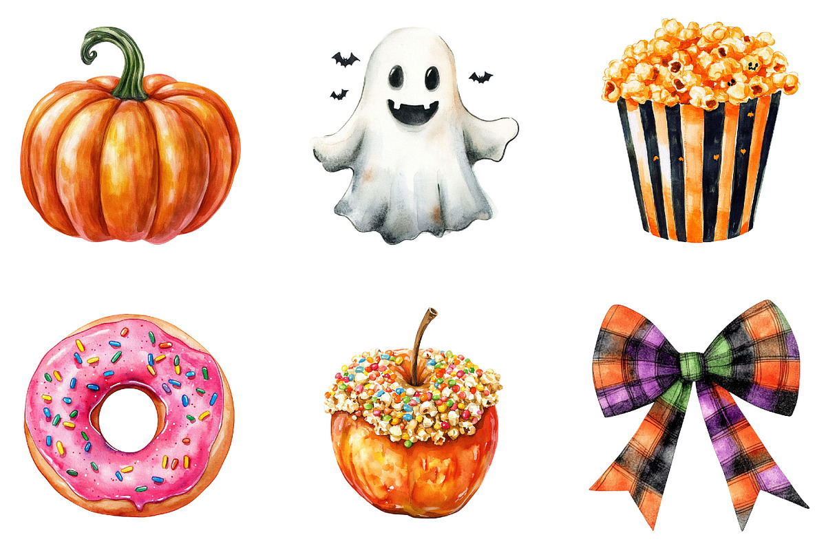Watercolor Halloween Clipart, a Seasonal Illustration by Designking (Photo 3 of 5)