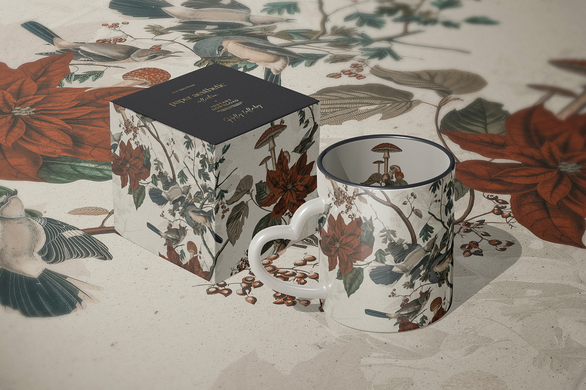 Christmas Flowers and Birds Pattern, a Pattern Graphic by paper aesthetic (Photo 7 of 7)