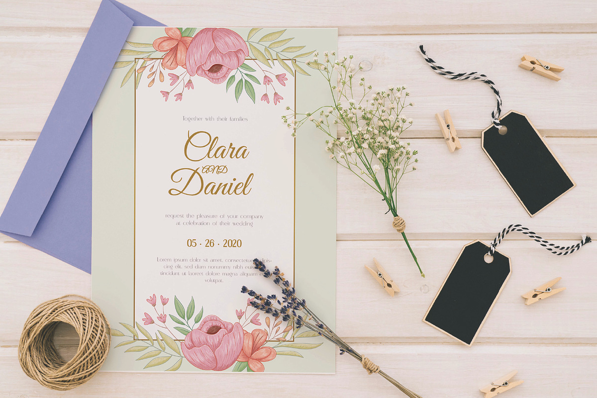 Flowers wedding invitation card, an Invitation Template by Workhu (Photo 1 of 3)