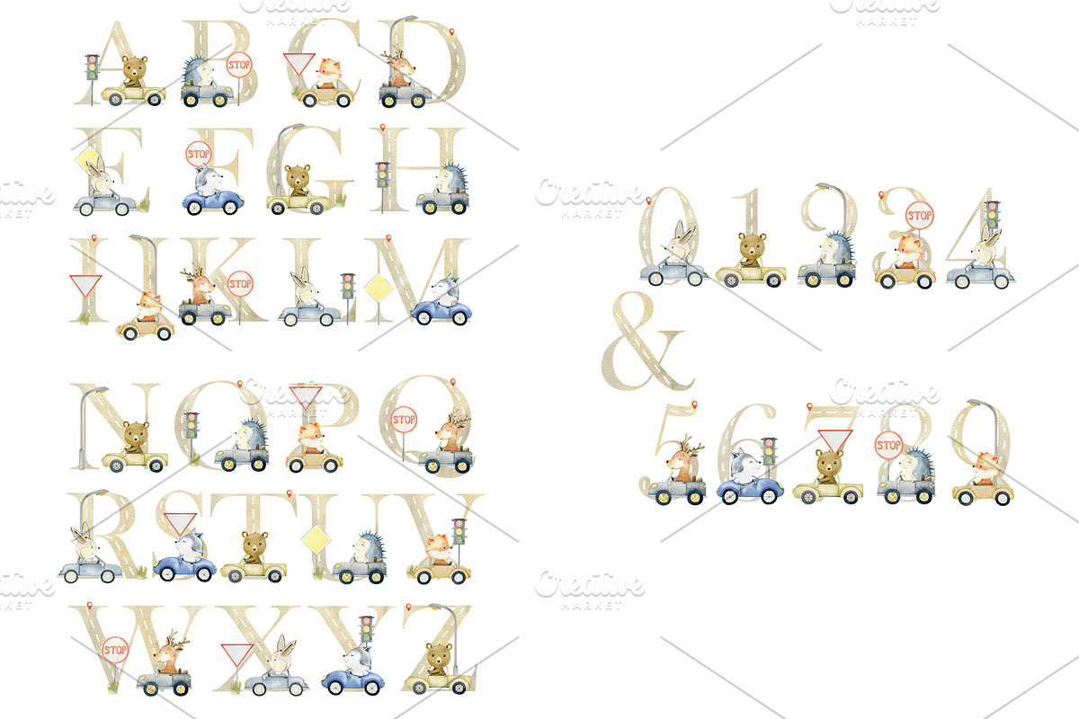 10 Watercolor Animal Alphabets., an Animal Illustration by TaPilipa (Photo 3 of 11)