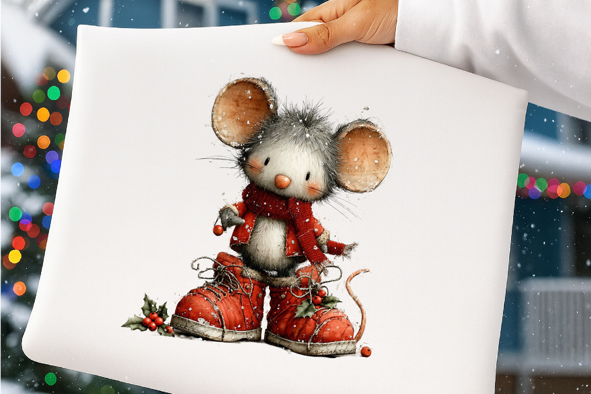 Whimsical Mouse Christmas Clipart, an Illustration by SinaCreation (Photo 7 of 11)