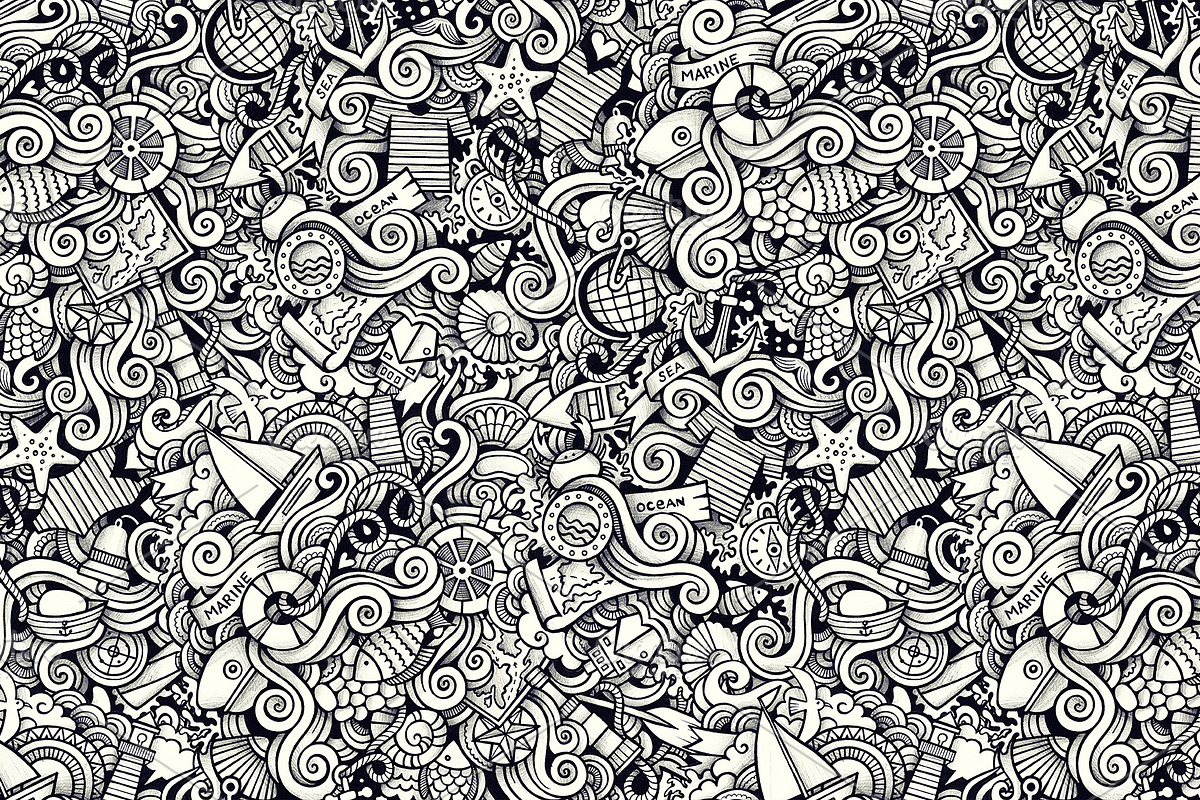 Marine Graphics Doodles Patterns, an Object Illustration by BALABOLKA (Photo 5 of 6)