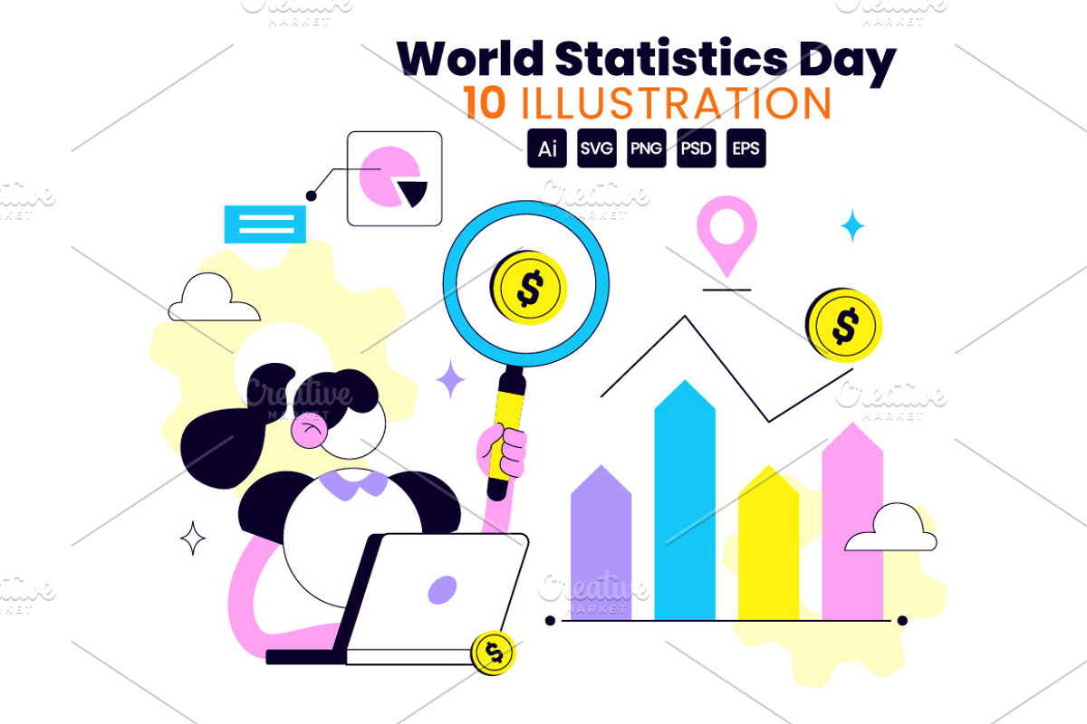 10 World Statistics Day Illustration, a Finance Illustration by denayunebgt (Photo 1 of 4)