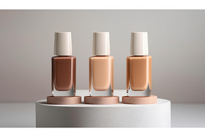 Three bottles of foundation in, a Background Photo by Igor Tichonow