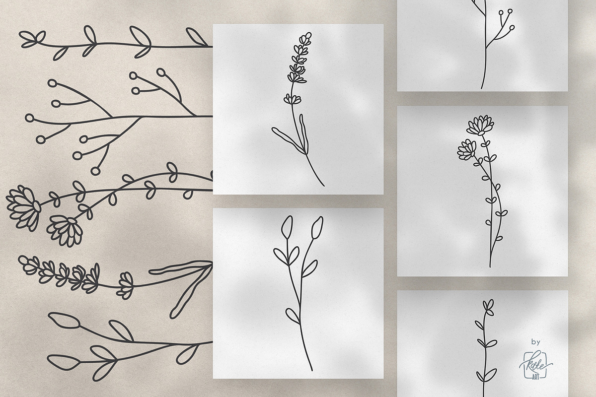 WILDFLOWER LINE ART, an Object Illustration by Kate Art (Photo 18 of 22)