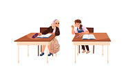 Kids students at desks in class set, an Education Illustration by PaperTrident (Thumbnail 3 of 7)