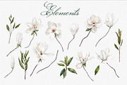 Watercolor white Magnolia flowers, a Decorative Illustration by mArtstore (Thumbnail 2 of 8)