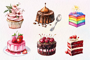 Watercolor Cake Clipart PNG, an Illustration by CreationArt (Thumbnail 5 of 5)
