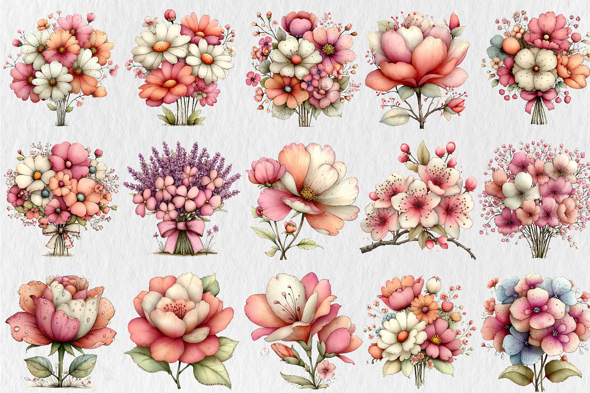 Mother's Day Flower Clipart, a Seasonal Illustration by Rose Art (Photo 2 of 6)